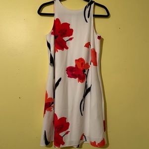 Floral Sleeveless White Dress